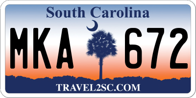 SC license plate MKA672