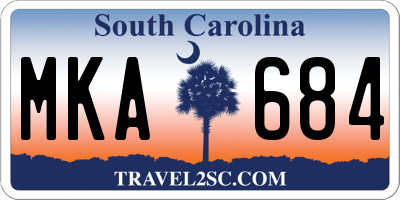 SC license plate MKA684