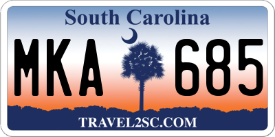 SC license plate MKA685