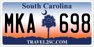 SC license plate MKA698