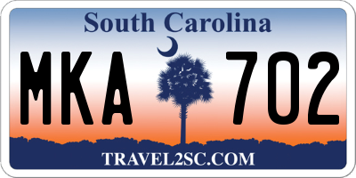 SC license plate MKA702