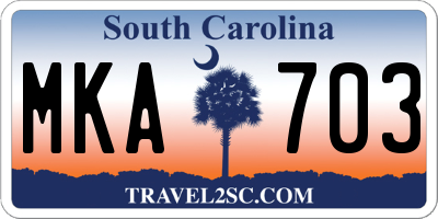 SC license plate MKA703