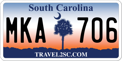 SC license plate MKA706