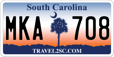 SC license plate MKA708