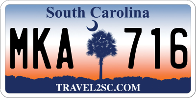 SC license plate MKA716