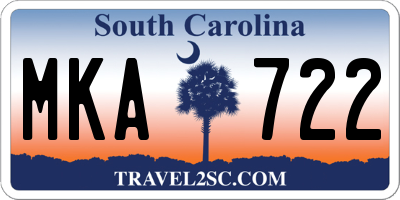 SC license plate MKA722