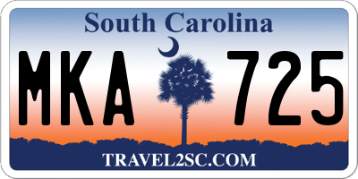SC license plate MKA725