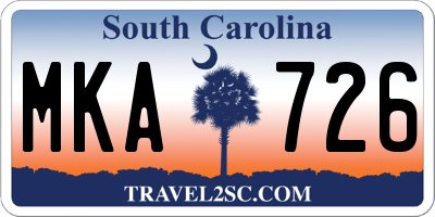 SC license plate MKA726