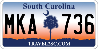 SC license plate MKA736