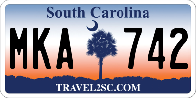 SC license plate MKA742