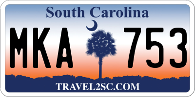 SC license plate MKA753
