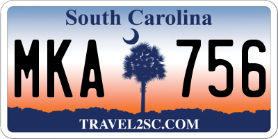 SC license plate MKA756