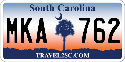 SC license plate MKA762