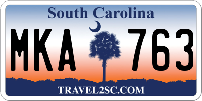 SC license plate MKA763
