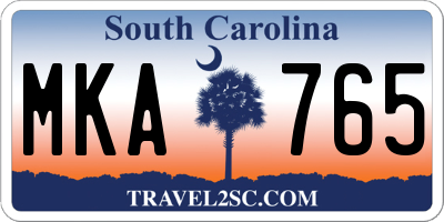 SC license plate MKA765