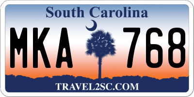 SC license plate MKA768