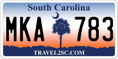 SC license plate MKA783