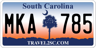 SC license plate MKA785