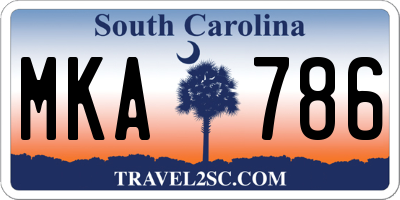 SC license plate MKA786