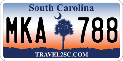 SC license plate MKA788