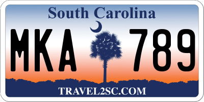SC license plate MKA789