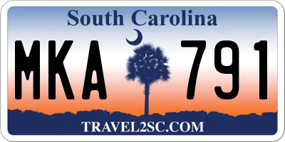 SC license plate MKA791