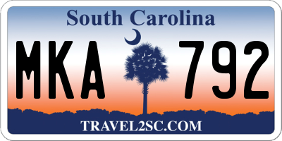 SC license plate MKA792