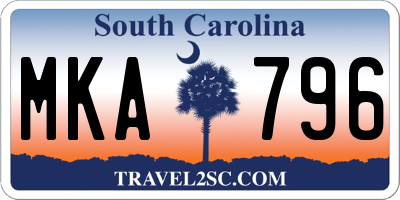 SC license plate MKA796