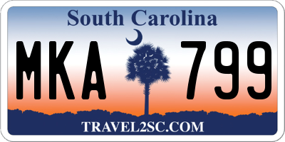 SC license plate MKA799