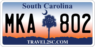 SC license plate MKA802
