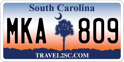 SC license plate MKA809