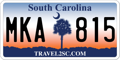 SC license plate MKA815
