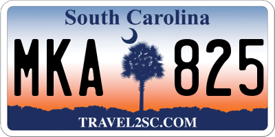 SC license plate MKA825