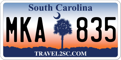 SC license plate MKA835