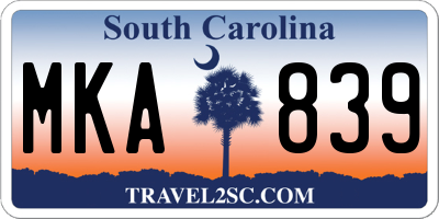 SC license plate MKA839