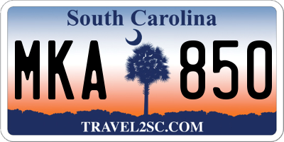 SC license plate MKA850
