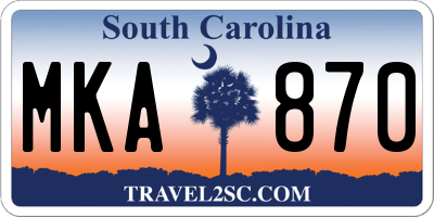 SC license plate MKA870