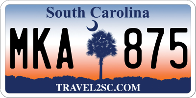 SC license plate MKA875