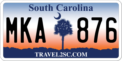 SC license plate MKA876