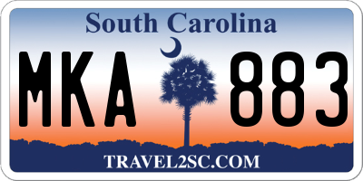 SC license plate MKA883