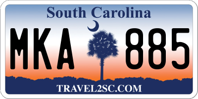 SC license plate MKA885