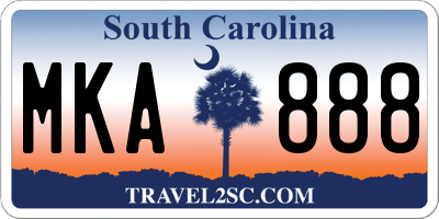 SC license plate MKA888