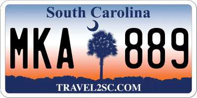 SC license plate MKA889