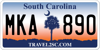 SC license plate MKA890