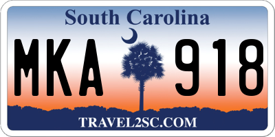 SC license plate MKA918