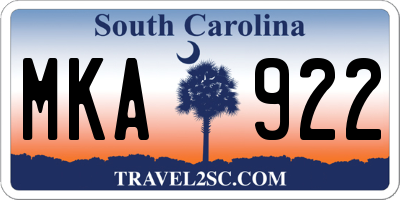 SC license plate MKA922