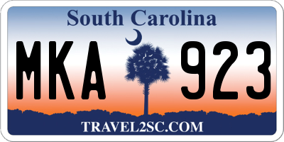 SC license plate MKA923