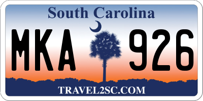SC license plate MKA926