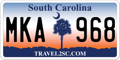 SC license plate MKA968