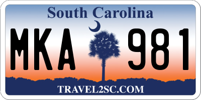 SC license plate MKA981